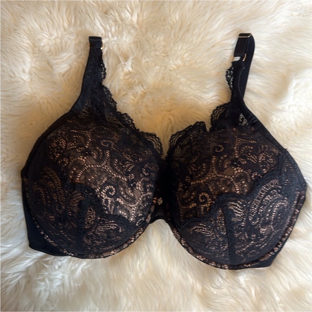 ThirdLove 24/7 Lace Contour plunge bra with removable pads Black Size 42E